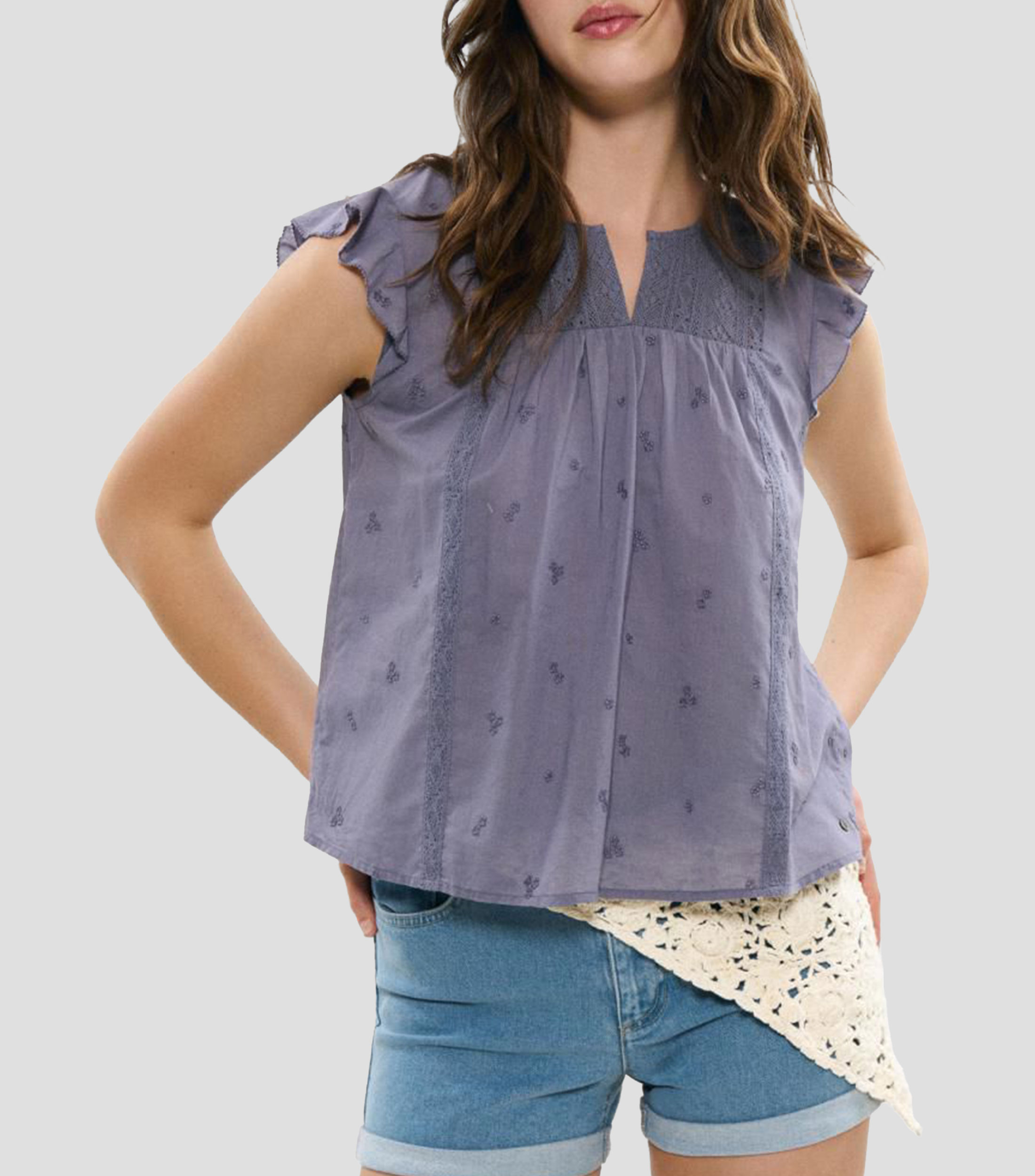 Blusa lisa manga corta Mujer